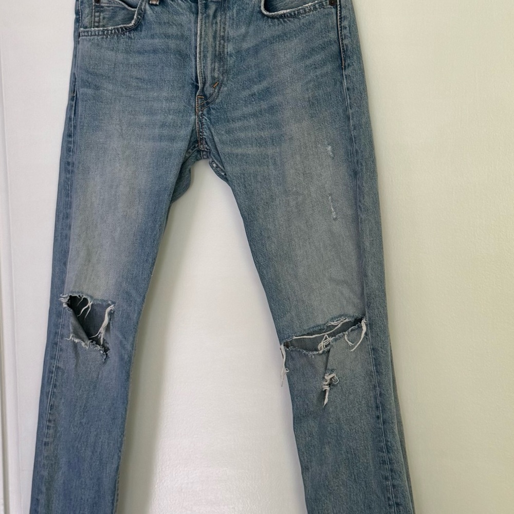 Distressed Blue Jeans